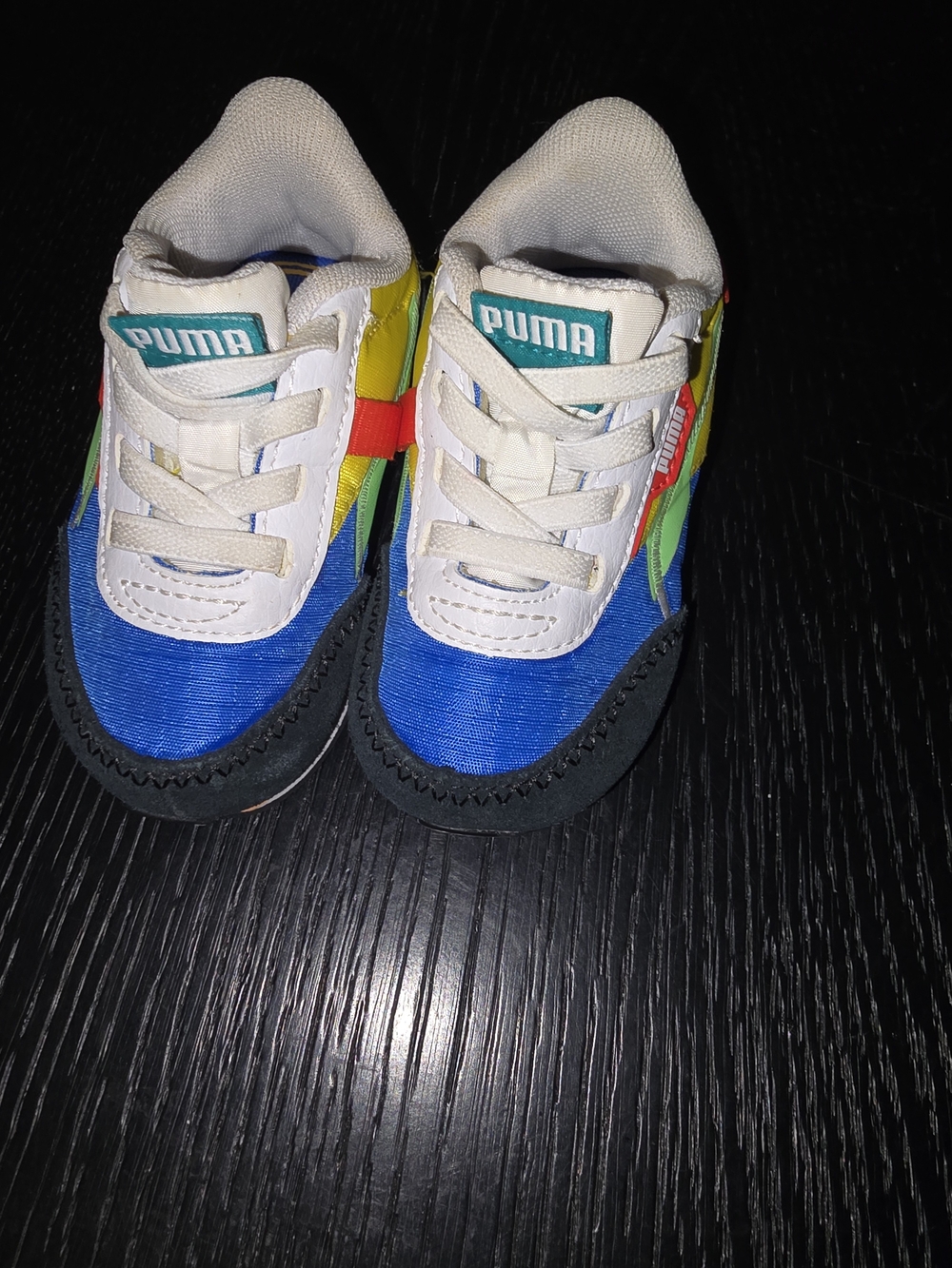 Puma Kids Blue White Rainbow Accent Sneakers